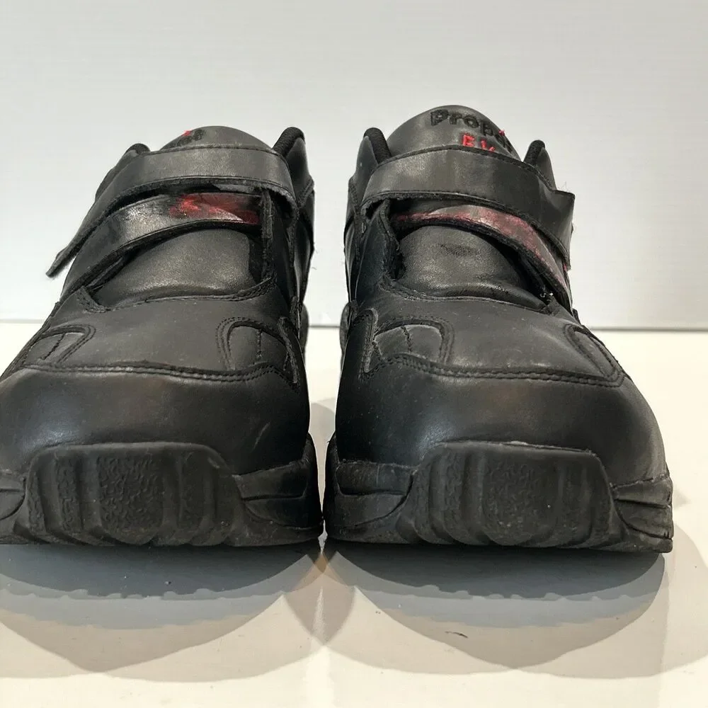 Propet Ped Walker Men 11 5E Wide Strap Orthotic Shoes Black Leather Sneakers